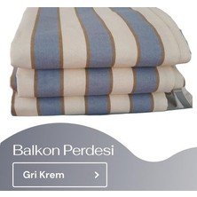 Gencer Home Balkon Perdesi Bağcıklı Ölçü Seçenekli Gri Krem