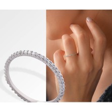 Canka Pırlanta Kasa Tek Sıra Taşlı Tamtur Gümüş Yüzük