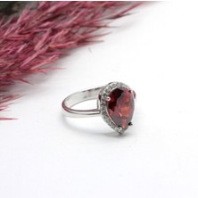 Canka Lal Taşı Damla Gümüş Yüzük