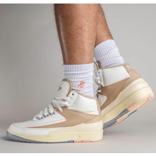 Nike Air Jordan 2 Retro Chicago Leather Unisex Sneaker Hakiki Deri Bilekli Günlük Spor Ayakkabı Krem Sütlü Kahve