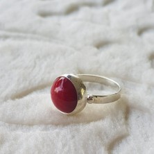 Canka Mercan Taşı El İşi Gümüş Yüzük