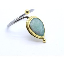 Canka Has Taş Yeşim Otantik El Yapımı Kadın Gümüş Yüzük