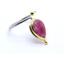 Canka Has Taş Yakut Otantik El Yapımı Kadın Gümüş Yüzük