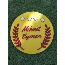 Wood 14 Dizayn Özel Konsept Isimli- Renkli Bebek Çocuk Kapı Süsü -Isme Özel Kapı Süsü