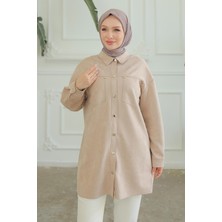 Armine Trend Çıtçıtlı Gömlek Yakalı Cepli Tunik Latte 24KT401