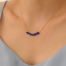 Nox Jewelry 925 Ayar Gümüş Değerli ve Doğal Lapis Lazuli Taşı Kolye - CNS00561