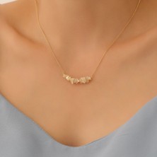 Nox Jewelry 14 Ayar Mikron Altın Kaplama Doğal Sedef Taşlı Bar Gümüş Kolye - CNS00560