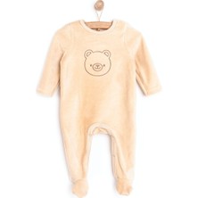 HelloBaby Yenidoğan Erkek Nakışlı Kadife Patikli Tulum Erkek Bebek