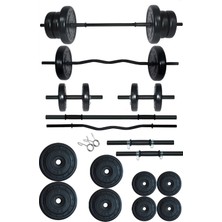 Fitset Siyah 48 kg Z Barlı Halter Seti ve Dambıl Seti Ağırlık Fitness Seti 48 kg Vinyl