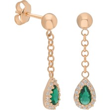 Eva Pırlanta Yeşil Damla Küpe 717070 Rose