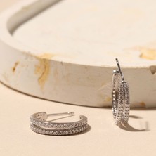 Eva Pırlanta Çift Halka Küpe 717080 Silver