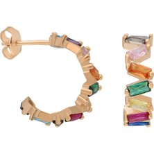 Eva Pırlanta Renkli Baget Shift Küpe 718870 Rose