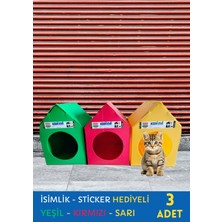 Han Plus Plastik Kedi Evi Su Geçirmez Mavi 3'lü - İsimlik Sticker Hediyeli