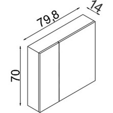 Teta Home Madrid 80CM Mdf Banyo Aynalı Üst Dolap