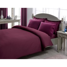 Taç Çift Kişilik Premium Basic Stripe Saten Nevresim Takımı (Mürdüm)