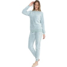 U.s Polo Assn. 17080 Kadın Uzun Kollu Welsoft Paçası Lastikli Pijama Takım-Açıkmavi