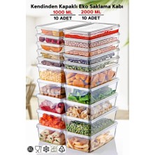 Hilamingo Home 20'li Set Kendinden Kapaklı Derin Dondurucuya Uygun Saklama Kabı 1 Lt. ve 2 Lt.