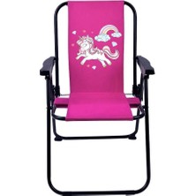 Exent Rainbow Unicorn Lüx Çocuk Piknik Sandalyesi-Mini Kamp Sandalyesi-Pembe