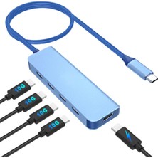 Vcom CUE11S-MAVI Type-C To 4-Usb-C (10GBPS)+PD 3.0 100W Çoklayıcı