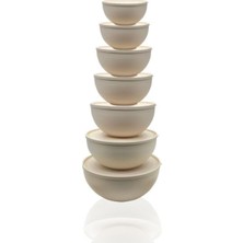 Tekno Trust Yuvarlak Kapaklı Kase 7'li Set Krem