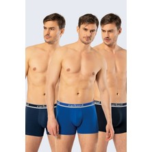 Cacharel 1337 Erkek 3'lü Likralı Boxer-Lacivert&indigo&saks