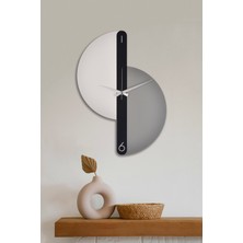 İnfigo Concept Dekoratif Ahşap Beyaz- Gri Duvar Saati 55 cm - Pablo