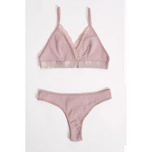 Eminna Dantel Detaylı Flamlı Sütyen Külot Takım