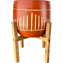 Bitki Tasarımı Dik Çizgi Desenli Toprak Saksı Saksılık Salon Çiçeklik 4 Ayaklı - 19 CM