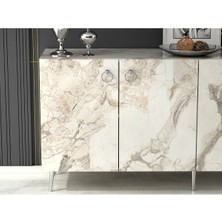 Demonte Home Mobilya Dropdh Konsol 4 Kapaklı Konsol Efesmermer Gümüş