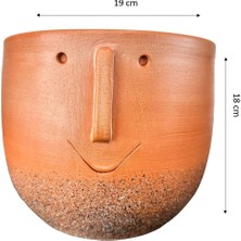 Bitki Tasarımı  Surat Desenli Toprak Saksı Saksılık Salon Çiçeklik - 19 CM