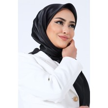 Harem Scarf Siyah Harem Scarf Kristal Saten Eşarp