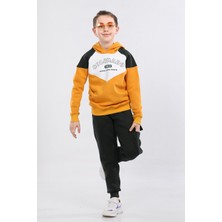 Go Veform Erkek Çocuk Reglan Kol Kapüşonlu Üç Ip Kışlık Eşofman Takımı Hardal MRN51207