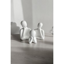 Üçlü Aile Dekoratif Obje Biblo + Oval Tabak (8 Cm-7 Cm-6 Cm)