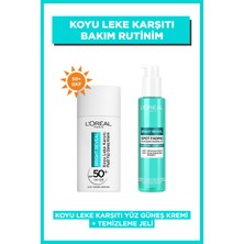 L'oréal Paris Bright Reveal Spf 50+ Koyu Leke Karşıtı Fluid Günlük Yüz Güneş Kremi 50ML + Bright Reveal Cilt Kusuru Izi Karşıtı, Serum Içerikli Temizleme Jeli Niasinamid+Salisilik Asit 150ML