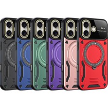 Denza Case Apple iPhone 16 Kılıf Lens Korumalı Yüzüklü Armor Kapak - Siyah