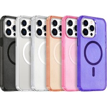 Denza Case Apple iPhone 16 Pro Max Kılıf Renkli Simli Magsafe Kapak - Mor