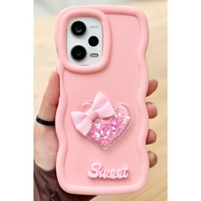 Vip Case Redmi Note 12 Pro 5g  Renkli Kalp Kurdele Detaylı Simli Dalgalı Sweety Kılıf