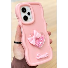 Vip Case Redmi Note 12 Pro 5g  Renkli Kalp Kurdele Detaylı Simli Dalgalı Sweety Kılıf