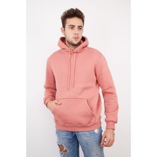 Devo Store Erkek %100 Pamuk Kordonlu Kanguru Cep Şardonlu Kalın Kapüşonlu Sweatshirt