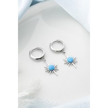 Silvano Jewelry 925 Ayar Gümüş Opal Taşlı Kutup Yıldızı Küpe