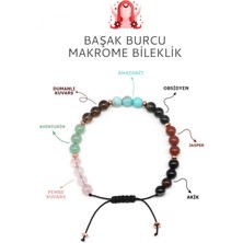 Başak Burcu Taşlarından Oluşan Doğal Taş Makrome Bileklik 6 mm Küre Kesim - Burç Bilekliği