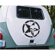 Sticker Usta Punisher Kurukafa Askeri Yıldız Araba Oto Motosiklet Karavan Sticker 00473