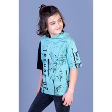 Toontoy Erkek Çocuk Kapüşonlu Garni Detaylı Baskılı Tişört