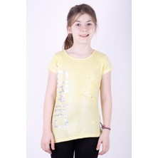 Toontoy Kız Çocuk Yıldız Baskılı Kesik Cep Detaylı Tişört