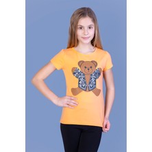 Toontoy Kız Çocuk Ayıcık Baskılı Tişört