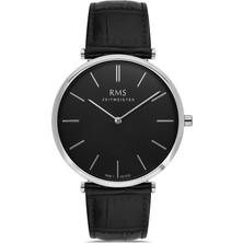 Romanson Rms Zeitmeister RMS.1.AG1532.02 Deri Kordonlu Kristal Camlı Suya Dayanıklı Siyah Erkek Kol Saati