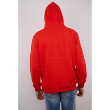 Devo Store Erkek %100 Pamuk Kordonlu Kanguru Cep Şardonlu Kalın Kapüşonlu Sweatshirt