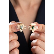 Silvano Jewelry 925 Ayar Gümüş Zümrüt Yeşil Şeyma Küpe