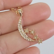 Ödül Moda Çelik Gold Zirkon Taşlı Ayyıldız Kolye