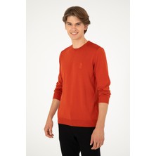 U.S. Polo Assn. Erkek Slim Fit Bisiklet Yaka Kiremit Basic Kazak 50288888-VR031